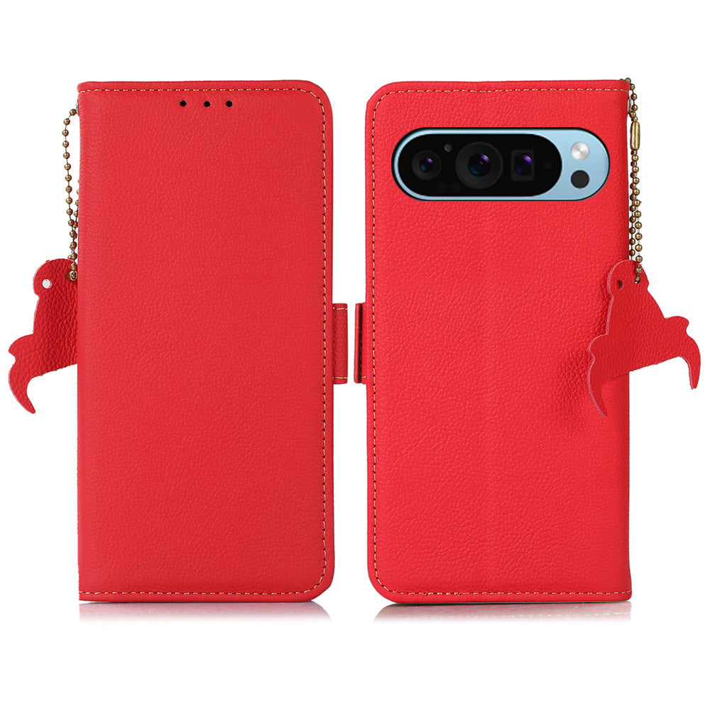 TJ For Google Pixel 9 Case RFID Blocking Genuine Cow Leather Flip Phone Cover TJ For Google Pixel 9 Case RFID Blocking Genuine Cow Leather Flip Phone Cover